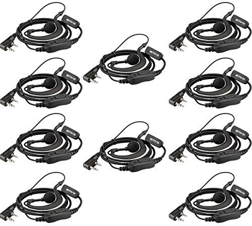 Retevis RE3120 Funkgeräte Headset, 2 Pin C-Typ Kopfhörer, Walkie Talkie Headset Kompatibel RT24 RT668 RT27 RT24V RT617 RT86 RT618 Baofeng BF-88E BF-888S Tyhbelle JUCJET Kenwood(10 STK)