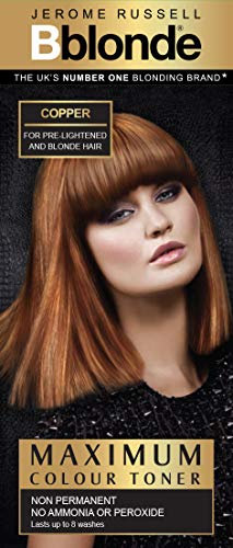 Jerome Russell Bblonde Maximum Colour Toner Copper - Non Permanent Hair Toner for Pre Lightened & Naturally Blonde Hair, No Ammonia or Peroxide, Lasts up to 8 Washes, 75ml
