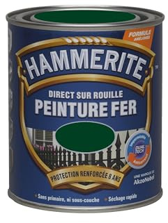 Hammerite Peinture Métal Direct sur Rouille - Anticorrosion, imperméable, direct sans sous-couche - Vert Buisson Laqué 2,5 L