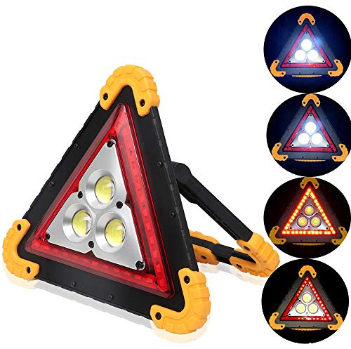 ALLOMN Linterna de Emergencia Portátil LED, Luz de Advertencia de Tráfico Triángulo COB Recargable Con Mango Para Reparación de Automóviles, Inundación 30W