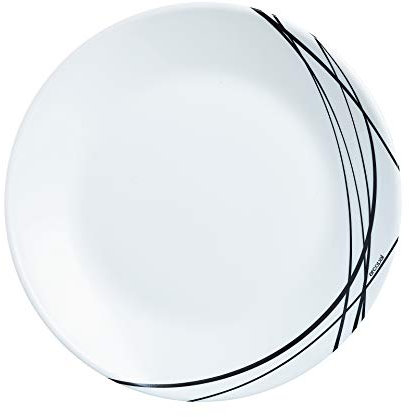 Arcopal by Luminarc Domitille Opal Glass Black Red Lined Dinner Set Plates (6X Dessert Plates, Black)