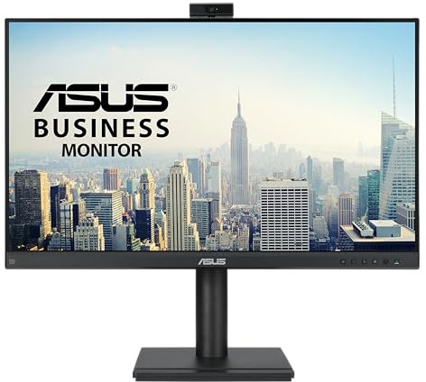 ASUS Business BE279QFK - 27 Zoll Full HD Monitor - 16:9 IPS Panel, 100Hz, 1920x1080 - EPEAT Gold, ergonomisch, Pivot, Webcam, Mikrofon - DP, HDMI, D-Sub - Rahmenlos, Mini-PC Befestigung, Speaker