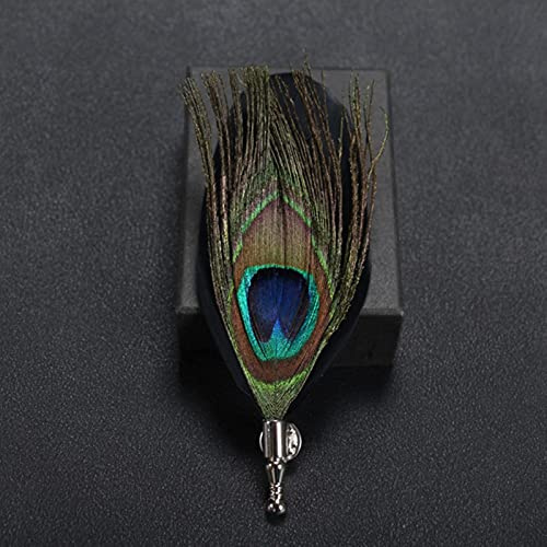 HCMA Classique Plume de Paon Broche écharpe Boucle épinglettes et Broches Bijoux Pont Costume Mariage Hommes Accessoires