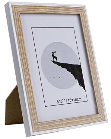 Dekorativer Fotorahmen aus Holz, 13 x 18 cm, mit Ständer (weißes Holz, 12,7 x 17,8 cm)