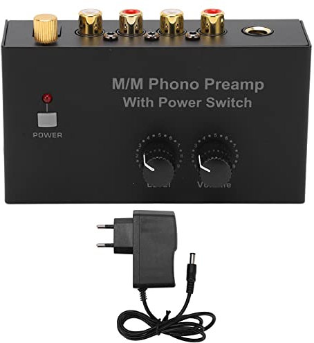 VGEBY Phono-Vorverstärker, Cinch-Eingangs-Ausgangspegel Plattenspieler-Lautstärkeregler-Vorverstärker mit Schalter für Audiogeräte Soundboxen