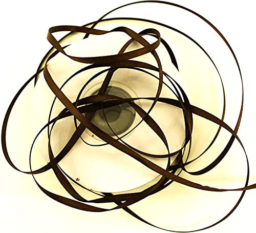 CaPiSo 100m Doppelseitig 3mm Satinband Glänzend Premium-Qualität Satin Schleifenband Fließend schmales Dekoband Geschenkband doppelseitig (Dunkelbraun, 100m3mm)