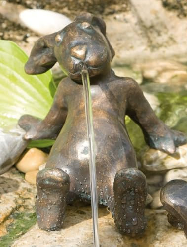Rottenecker Gartendeko Figur: Bronzefigur Garten, Emil der Hase, Wasserspeier/Brunnen, 11 cm hoch, original Objekt