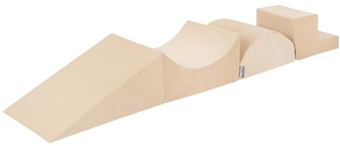 KiddyMoon Element Pente/Rampe/Semi-Rouleau/Marches Velvet Aire De Jeux en Mousse pour Enfants, Beige Sableux