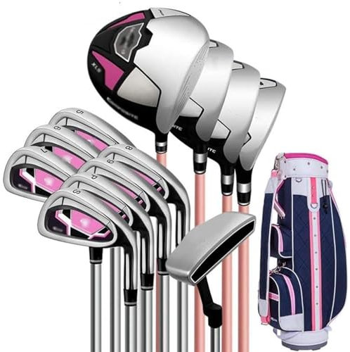 DEMCAY Damen-Golfschläger-Set, Damen-Golfschläger-Set, komplettes Golfschläger-Set for die rechte Hand, Golfschläger-Set mit Golfschlägern und Standtasche for Damen und Anfänger