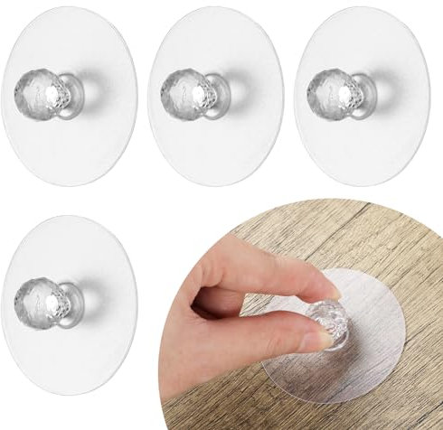 Ptwola 4 Stück Selbstklebender Schrankgriff Ohne Bohren Klare Acrylkristalle Rautenförmige Ziehgriffe Schubladen Hilfsgriffe für Küchenschränke Fenster