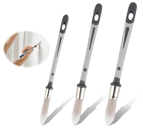 Lot de 3 pinceaux de peinture pour murs, fenêtres, murs, bordures - Pinceaux pointus synthétiques - Pour coins étroits - Décoration de plinthes murales - Outils de retouche