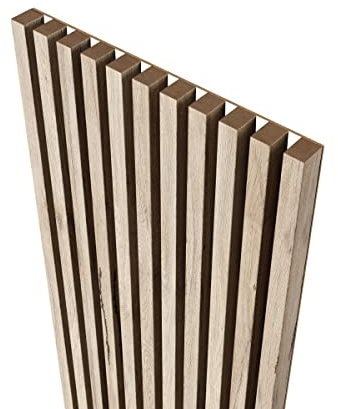 MEBANO. Akustikpaneler På Vit Skiva 4 Stycken 240x18,5 cm Ek Sanremo Väggpaneler Väggdekoration Träpaneler För Vardagsrum MDF På HDF