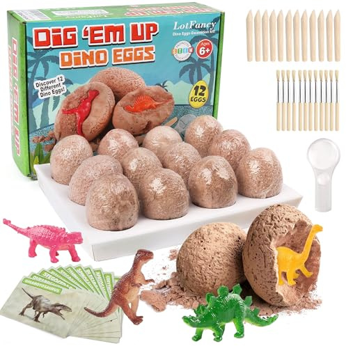 LotFancy Kit d'excavation dinosaure pour enfants à partir de 6, 7, 8, 9, 10 ans, œuf de dinosaure, kit d'expérimentation pour enfants, cadeau pour garçons et filles