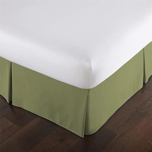 Cache Sommier Lit 120/140/180CM - Volants de 35Cm en Coton Décoratif Protection de Sommier Plissé Vert Élégant Textile Doux 150x200+35cm