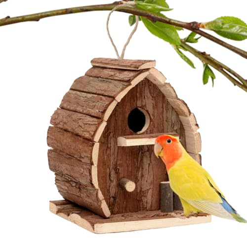 Yonuaret Casa para Pájaros de Exterior,Casitas Decorativas - Refugio Decorativo Rústico de Madera para Jardín Balcón Patio Árbol