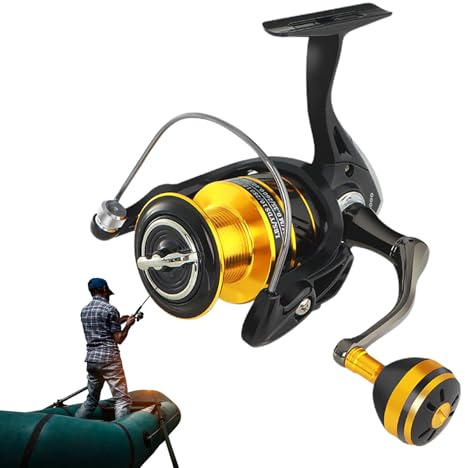 Carrete De Pesca - Carrete De Pesca De Pesca De Carrete De Pesca | Diseño Grabado En | Carrete De Giro De Pesca De Agua Dulce | Boca De Aluminio De Fundición Larga | Trucha, Perca, Lucio, Salmón,