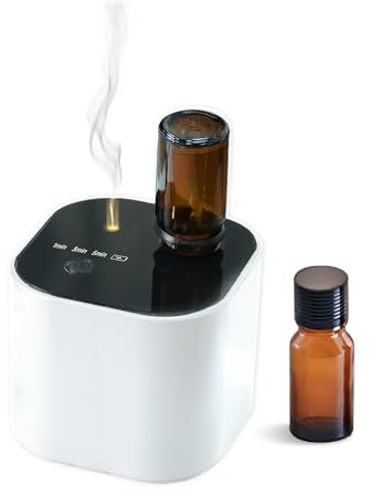 Difusor inalámbrico sin agua con aceite de té blanco de 10 ml, mini difusores portátiles pequeños, difusor de aromaterapia que funciona con pilas, 3 modos de niebla, inicio de ciclo, 400 pies