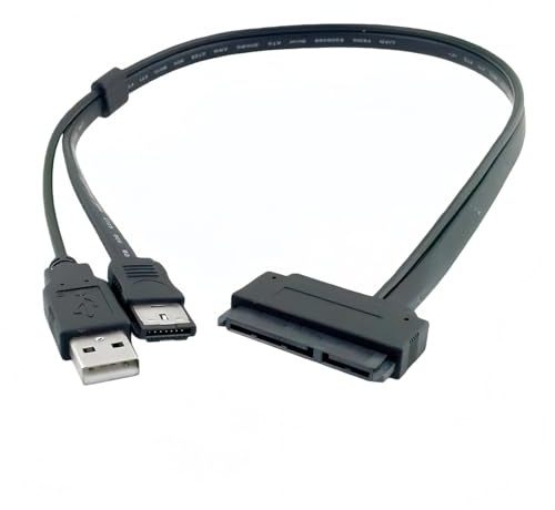 Ausi Adaptateur de câble USB pour disque dur SATA 22 broches vers ESATA pour disques durs SATA 2,5 pouces, SSD, Blu-ray, DVD, CD-ROM