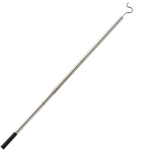 Oniissy Barra de acero inoxidable con gancho para organizar armarios de alto alcance, barra de armario resistente con estabilidad de tubo roscado, 134 cm, color plateado (1 unidad)