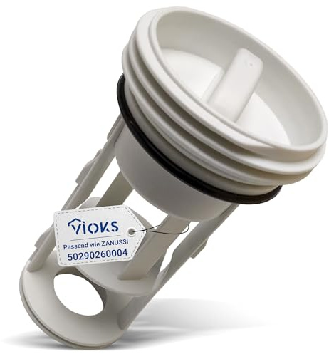 VIOKS Filtro de pelusa con tapa junta de repuesto para Elеctrolux Zanussi 1260672009 1260598030 50290260004 filtro de desagüe colador de pelusas lavadora – colador para bomba de desagüe en lavadora