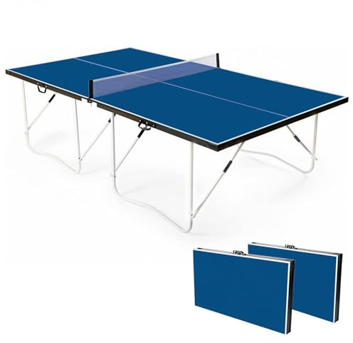 9FT Folding Table Tennis Table with Net Set – Portable Ping Pong Table, 10-Min Quick Assembly, Indoor Outdoor Sports for Home & Office