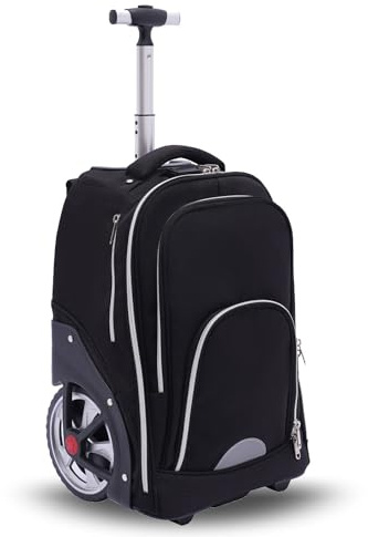 TkkMivcOC Business Trolley reseryggsäck med hjul, 45 l handbagage flygplan resväska för 15 tum bärbar dator, ryggsäck resväska med lås, för skola arbete resor, svart