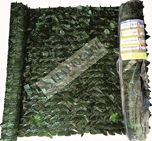 ITALFROM Siepe Finta Lauro Artificiale Sintetica Arelle Ombreggiante X Rete Recinzione - Rotolo 3 mt X H 150 cm 2648