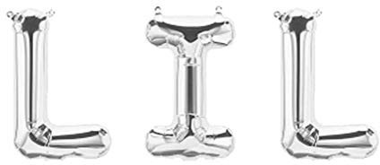 WULEEUPER Lil Letter Balloons Banner - 16 Sorority Sister Big Little Reveal Day Props (Silver)