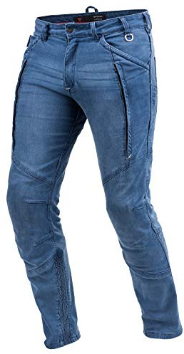 Shima Ghost Jeans Moto Uomo - Pantaloni Biker Ventilato Elastico vestibilità Slim con Rinforzi in Kevlar, Protezioni CE per Ginocchia (Blu, 32)