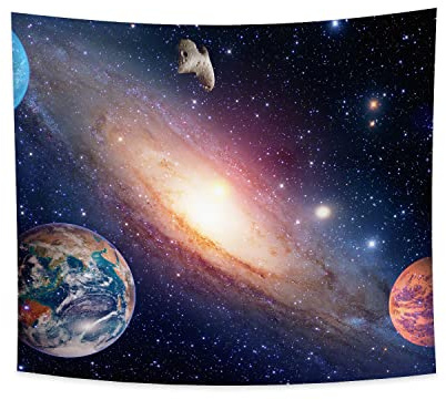 YONGFOTO 180x160cm Espacio exterior Tapiz, La tierra Luna Planeta Meteorito Estrellado Galaxia Colgar en la pared para sala Decoración Exposición tema Cuelga Dormitorio Cuarto Mural Estrella Tapices