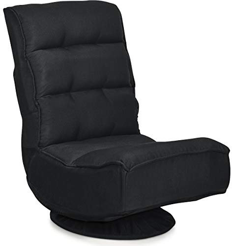 COSTWAY Bodenstuhl 360°drehbar, Bodensessel mit 5-Fach Verstellbarer Rückenlehne, Game Sessel gepolstert, Bodensofa Meditationsstuhl bis 150kg belastbar, Lazy Sofa (Schwarz)
