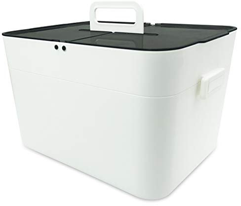 Gute Medizinbox Plastik Erste Hilfe Box, Aufbewahrungskasten Medizin Box, 2 Ebene Medizinkoffer Erste Hilfe Koffer Multifunktions Aufbewahrungsbox mit Tragegriff | 29x20.5x18cm