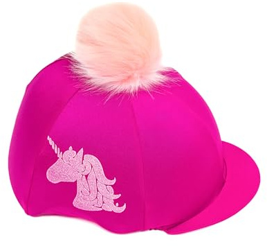 Luvponies Pretty Pink Glitter Unicorn Design Riding Hat Silk for Girls