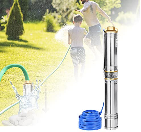 ACXIN Brunnenpumpe Tiefbrunnenpumpe 4 Zoll， - Brunnenpumpe Edelstahl sandkompatibel bis 4.000 l/h Förderleistung, Sandkontrolle Tauchpumpe Durchmesser 92 mm，0,37 kW