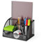 Detectalia Schreibtisch Organizer und Stifthalter mit Schublade und 6 Fächern aus Metallgeflecht, Schwarz, 7 Fächern