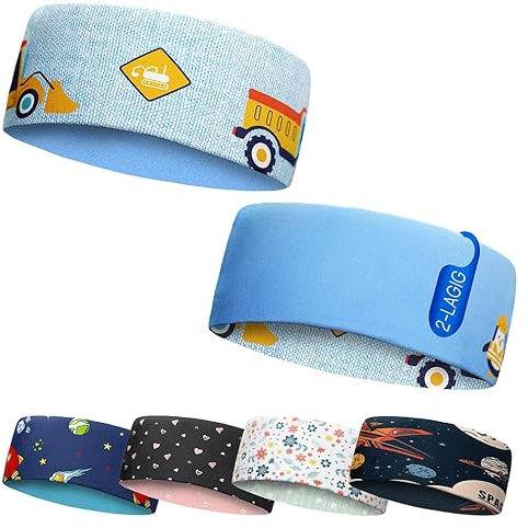 Klein Kind 6M-2J Sport Stirnband zum Wenden, 2-lagig für kalte Temperaturen, schnelltrocknend, Headband, Ohrenschützer, Schweißband, Haarband, Kopfband (BlauPingu)