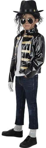 Funidelia | Michael Jackson Militär Jacke für Jungen Popmusik, Musikgruppen, Sänger, 80er Jahre - Zubehör für Kinder, Zubehör für Kostüm - Größe 3-4 Jahre - Schwarz