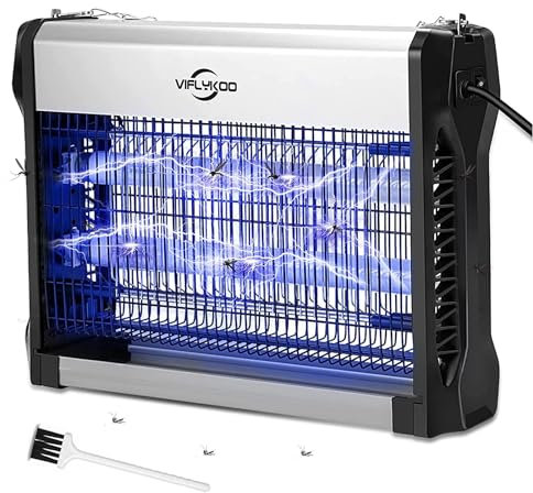 VIFLYKOO Lampe Anti-Moustique 20W, Piège Électrique à Mouches, Moustiquaire Efficace pour Intérieur et Extérieur, Couverture 100㎡, Appareil Anti-Insectes pour Jardin Terrasse Chambre Maison Cuisine