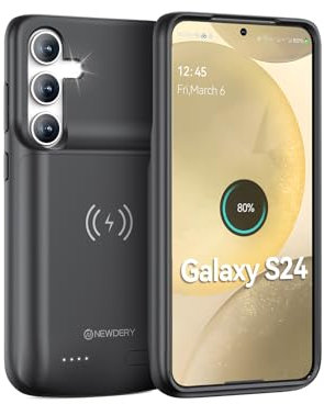NEWDERY Akkuhülle für Galaxy S24 (4500mAh) Tragbare Ladebatterie Externe Handyhülle Batterie Wiederaufladbare Power Bank Akku Case für Galaxy S24(Qi-Laden)