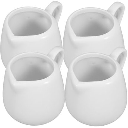 CIYODO 4pcs Ceramic Sauce Jugs Mini Milk Jug with Handle Spout Kitchen Sauce Container for Gravy and Design
