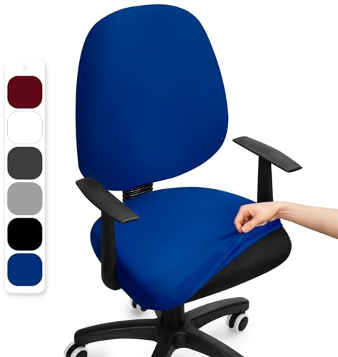 BalladHome Coprisedia Ufficio Elasticizzato Coprisedia da Computer Ufficio Universale Split Coprisedie Girevole Lavabile Rimovibile Fodera per Sedia da Computer (Blu, 1Pezzi)-F