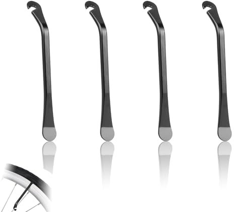 TIANLIN Lot de 6 Démonte Pneu Vélo Métal, 120 x 7 mm Acier au Carbone Démontes Trottinette et Vélo, Outil de Réparation Démontage Pneus VTT (Noir)