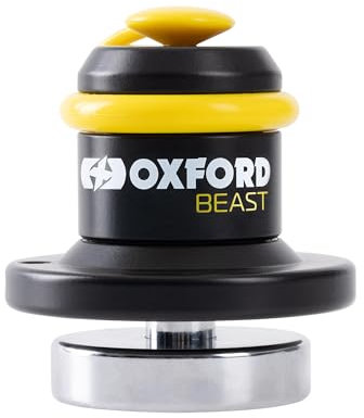 Oxford Beast Disc Lock LK121 | High Security Motorcycle Front Disc Brake Immobiliser, Black/Yellow