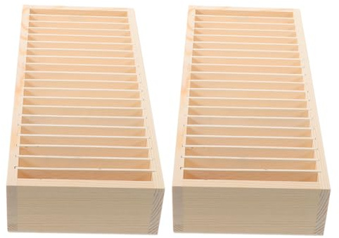 OFFSCH Boîte de Rangement en Bois 2 Pièces Plusieurs Compartiments Détachables, Organiseurs Polyvalents pour Cartes de Visite et Bijoux, pour Bureau et Maison