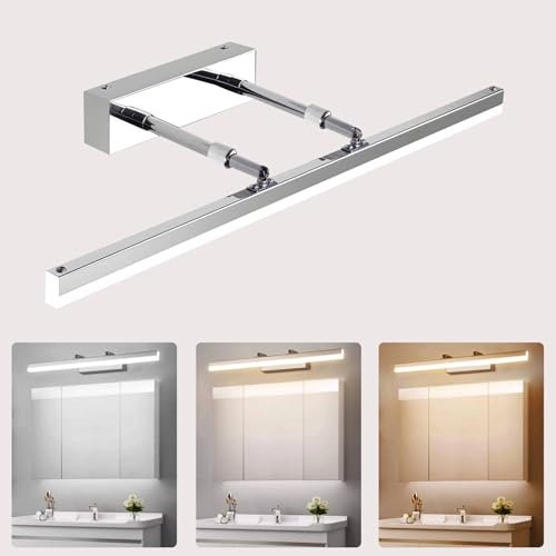 APAKA LED Lampade da Parete Specchio Bagno 40CM 12W 3 Temperatura di Colore Dimmerabile 180° Testa di Lampada Girevole, Specchio Illuminazione, Applique Bagno Specchio, 3000K/4500K/6000K