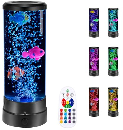 Mood Light with 17 Color Changing Lamp,12 Inch Bubble Fish Lamp with Remote | Mood Lighting, Lava Lamp for Kids Adults for Home Office Decoration (Battery not Included)