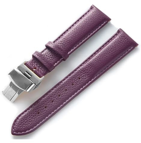 HMFANG Läderklocka Med Grön Mjuk Kohud Tillbehör For Herr- Och Damklocka Som Ersätter Kompatibel Med Longines Kompatibel Med Tissot-armbandstillbehör(Purple,21)