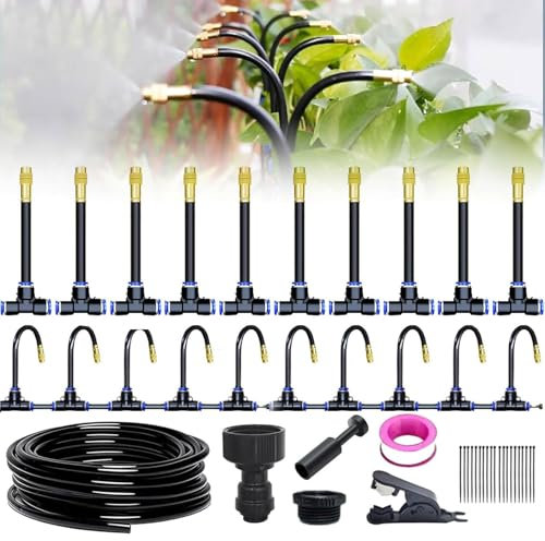 Kit irrigazione giardino 360° – sistema irrigazione automatico per serre, balconi, aiuole – nebulizzatore acqua regolabile, ideale per piante da giardino e sistema irrigazione balcone (10m)
