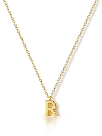 HANLI Initial Necklace Women Girls - 14k Gold Plated Dainty Letter Necklace Alphabet R Necklace Personalized Monogram Name Necklace Gold Birthday Gifts for Her Teenage Jewelry