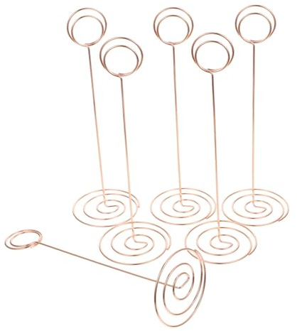 CIYODO 12 piezas Clips Portatarjetas de Mesa de Metal Rosa Dorado Soportes para Números de Boda Resistentes y Duraderos para Fotos Notas y Tarjetas Decorativas